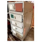 Vintage 5-Drawer Steel Storage Cabinet with Top Compartments