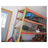 Pallet rack, 8' x 42' uprights, 8' beams.  Treated lumber plank shevles