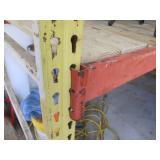 Pallet rack, 8' x 42' uprights, 8' beams.  Treated lumber plank shevles