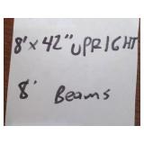 Pallet rack, 8' x 42' uprights, 8' beams.  Treated lumber plank shevles