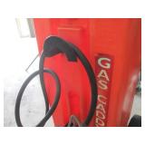 Orange Portable Fuel Transfer Tank on Wheels with Hand Pump