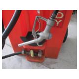 Orange Portable Fuel Transfer Tank on Wheels with Hand Pump