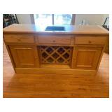 Oak Kitchen Island with Built-in Wine Rack, 3 Drawers & Cabinet Doors