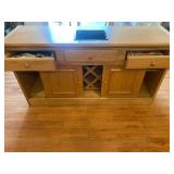 Oak Kitchen Island with Built-in Wine Rack, 3 Drawers & Cabinet Doors
