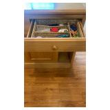 Oak Kitchen Island with Built-in Wine Rack, 3 Drawers & Cabinet Doors
