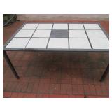 Outdoor Tile Table w/ Umbrella Hole - 3x3 Light Gray Ceramic Tiles