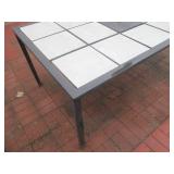 Outdoor Tile Table w/ Umbrella Hole - 3x3 Light Gray Ceramic Tiles