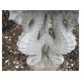 Concrete Bird Bath with Scalloped Rim on Sculpted Pedestal - Outdoor Garden Decor