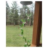 3 Solar-Powered Glass Hummingbird Wind Chimes - Green Hanging Yard Decor