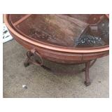 Round Rust Fire Pit with Mesh Screen and Ring Handles