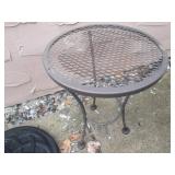 Metal Round Patio Table with Mesh Top & Floral Stepping Stone