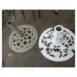 Ornate Cast Iron Garden Table Base Pedestal - White Pair