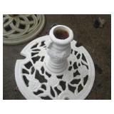 Ornate Cast Iron Garden Table Base Pedestal - White Pair