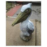 Pelican Garden Statue - Weathered Grey Pelican Sculpture for Outdoor Decor