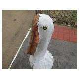 Wooden Sculpture on Log Base - Hand-Carved Outdoor Garden Art