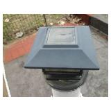 Lantern Post with Brick-Pattern Stone Column and Metal Solar Lantern Top