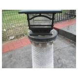 Lantern Post with Brick-Pattern Stone Column and Metal Solar Lantern Top