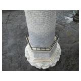 Lantern Post with Brick-Pattern Stone Column and Metal Solar Lantern Top