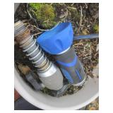 Garden Decor Lot - Ceramic Planters, Outdoor Pots, White Spiral Lamp & Solar Light