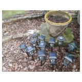 Solar Pathway Lantern Lights - 12-Pack, Black Metal With Glass Panels