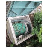 Garden Hose Reel Cabinet with Green Coil Hose - Outdoor Use