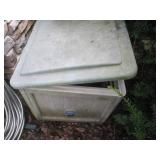 Garden Hose Reel Cabinet with Green Coil Hose - Outdoor Use