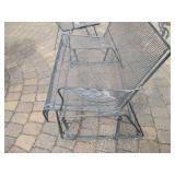 Wrought Iron Outdoor Patio Bench & Side Table Set - Black Mesh