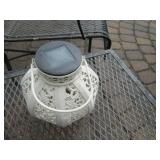 Wrought Iron Outdoor Patio Bench & Side Table Set - Black Mesh