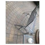 Wrought Iron Outdoor Patio Bench & Side Table Set - Black Mesh