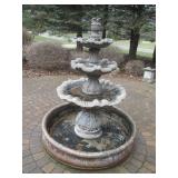 Ornate 3-Tier Stone Garden Fountain with Large Round Basin