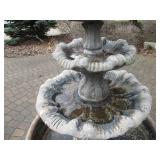 Ornate 3-Tier Stone Garden Fountain with Large Round Basin