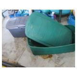 Green Plastic Trash Bin with Lid & Gray Storage Bin - 2-Piece Garage Set