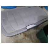 Green Plastic Trash Bin with Lid & Gray Storage Bin - 2-Piece Garage Set