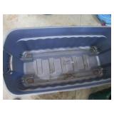 Green Plastic Trash Bin with Lid & Gray Storage Bin - 2-Piece Garage Set