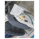 Two White Plastic Patio Storage Crates with Hose reel