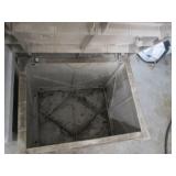 Two White Plastic Patio Storage Crates with Hose reel