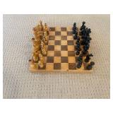 Carved Wooden Chess Set With Board - 32 Pieces