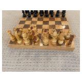 Carved Wooden Chess Set With Board - 32 Pieces