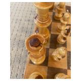 Carved Wooden Chess Set With Board - 32 Pieces