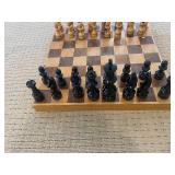 Carved Wooden Chess Set With Board - 32 Pieces