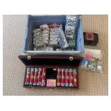 Poker Chip Set with Automatic Card Shuffler - Wood Case & Assorted Casino Chips