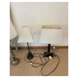 Ornate Floor Lamp & 2 Table Lamps With White Shades - Vintage Lighting Set