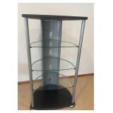 Glass Display Stand with 3 Glass Shelves - 28W x 22D x 52H, Metal Frame