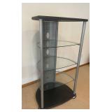 Glass Display Stand with 3 Glass Shelves - 28W x 22D x 52H, Metal Frame