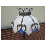 Tiffany-Style Stained Glass Floor Lamp with Ornate Filigree Base
