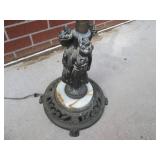 Tiffany-Style Stained Glass Floor Lamp with Ornate Filigree Base