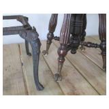 Antique Pedestal End Table with Turned Legs and Cast Iron Plant Stand (2-Piece Set)