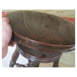 Antique Pedestal End Table with Turned Legs and Cast Iron Plant Stand (2-Piece Set)