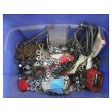 Hardware Assortment in Blue Bin - Nuts, Bolts, Washers, Cords & Rope