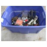 Hardware Assortment in Blue Bin - Nuts, Bolts, Washers, Cords & Rope